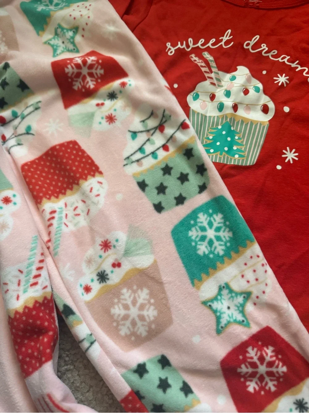 Carter's Red & Pink Holiday Cupcake Pajama Set